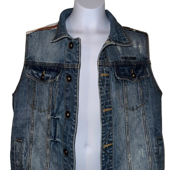 Tommy Hilfigher Jean Denim Vest Boys L 16 18 Patriotic Flag 4th of July Holiday - Picture 2 of 10